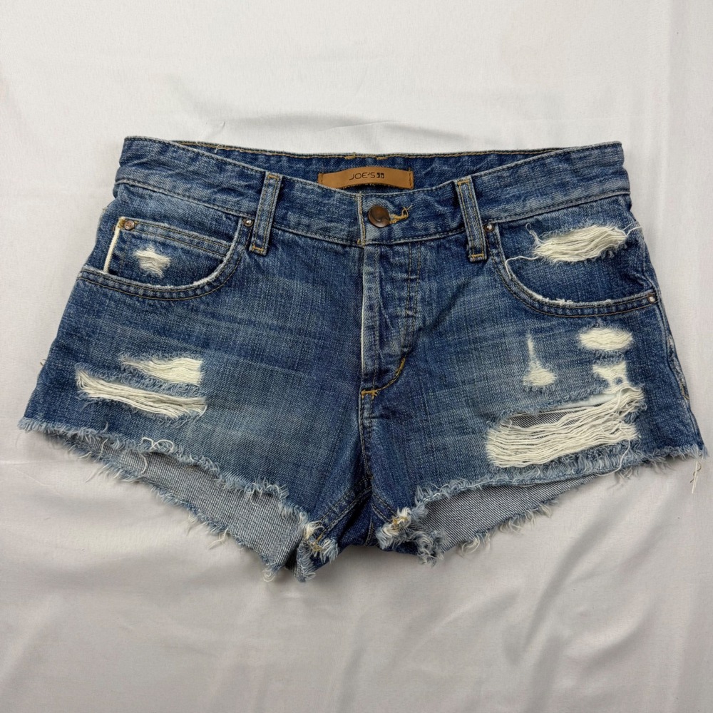 Joe's‎ Jeans Jaya Cut Off Shorts Womens 25(28) Blue Distressed Selvedge Denim